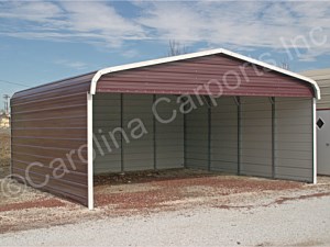 Regular Roof Style Carport with Both Sides Closed and One End